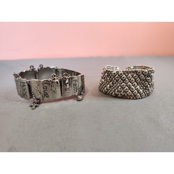 Women's Bundle of 2 Silver Tone Bracelets - Picture 1 of 5